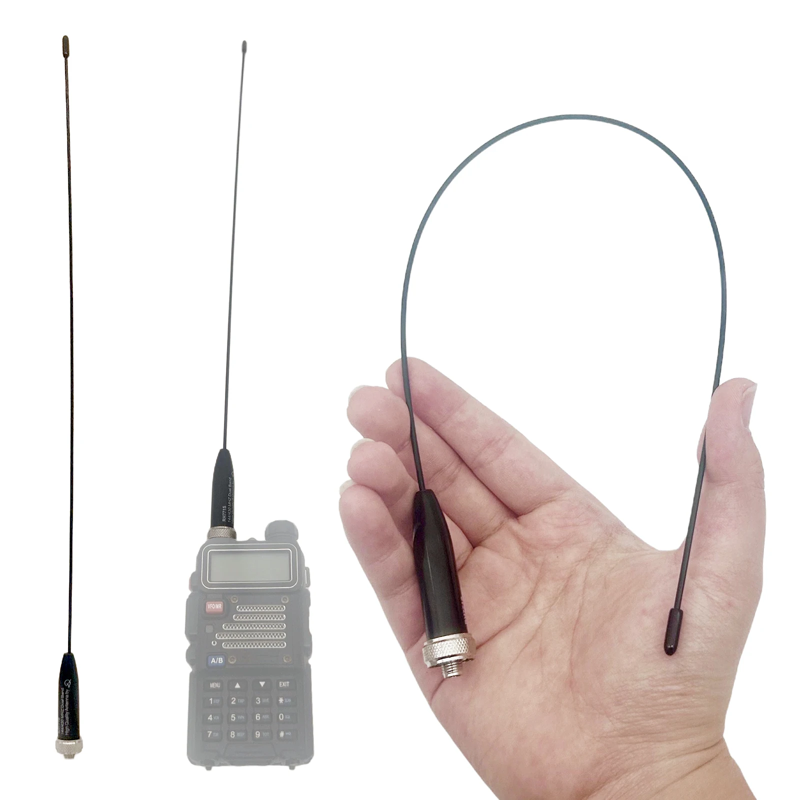 144/430 MHz Dual-Band High Gain Handheld BNC Antenna for Wouxun Kenwood Walkie Talkie BNC Antenna SMA Female Connector view 6