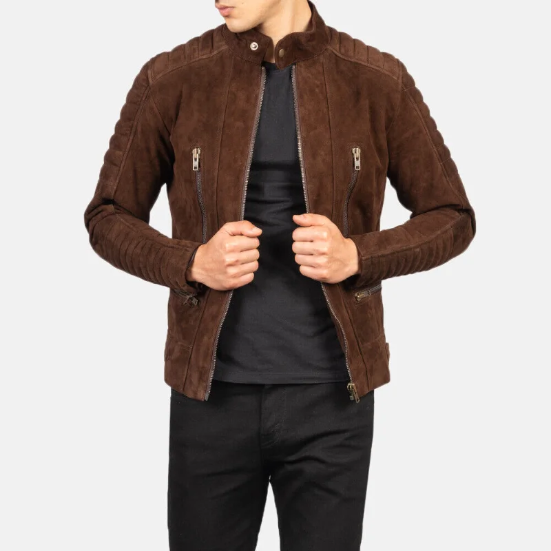 

Man's Genuine Leather Jacket for Men's Brown Suede Leather Biker Jacket Fashion Trends