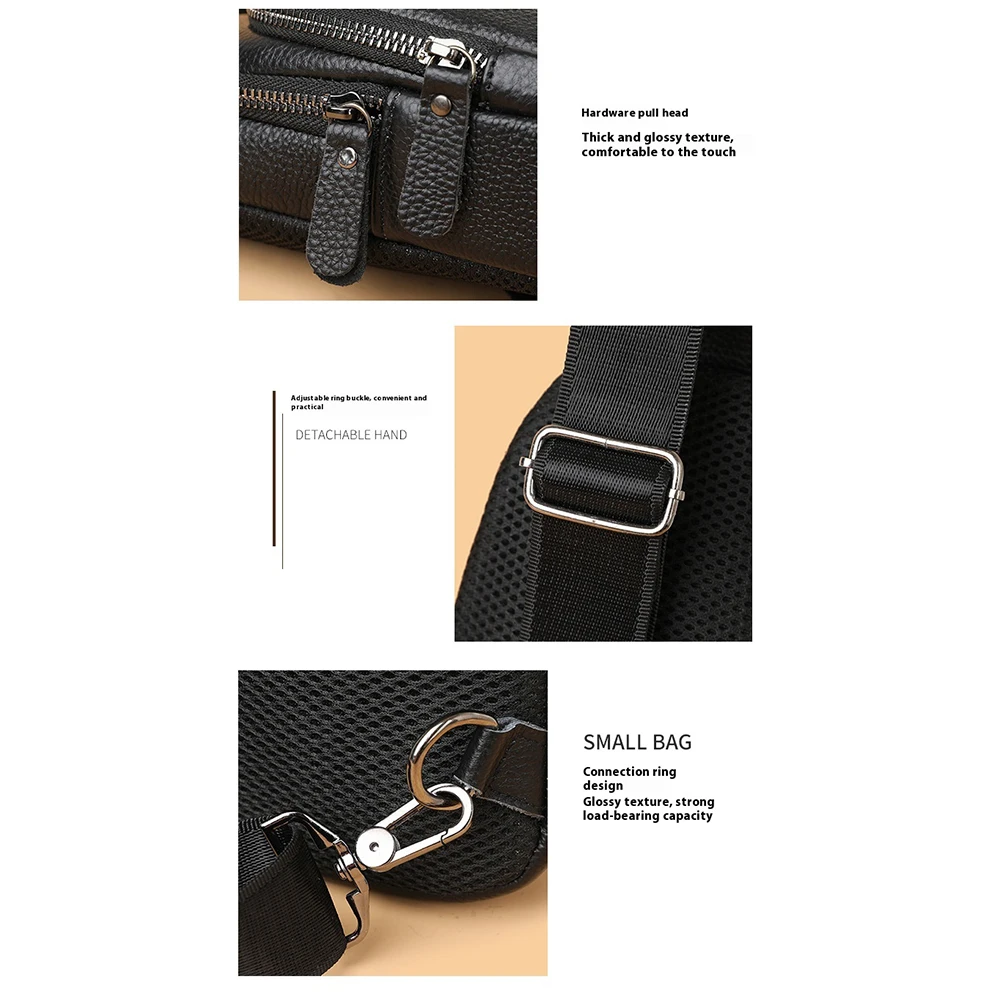 Leather Sling Bag for Men with Adjustable Shoulder Strap Crossbody Bag Cross Body Pack Fanny Packs for Hiking Cycling Traveling