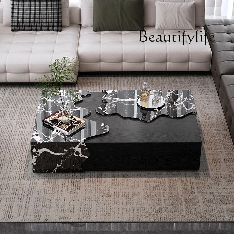 Jj Italian Designer Marble Coffee Table - Minimalist Luxury Rectangle Art Furniture for Compact Living