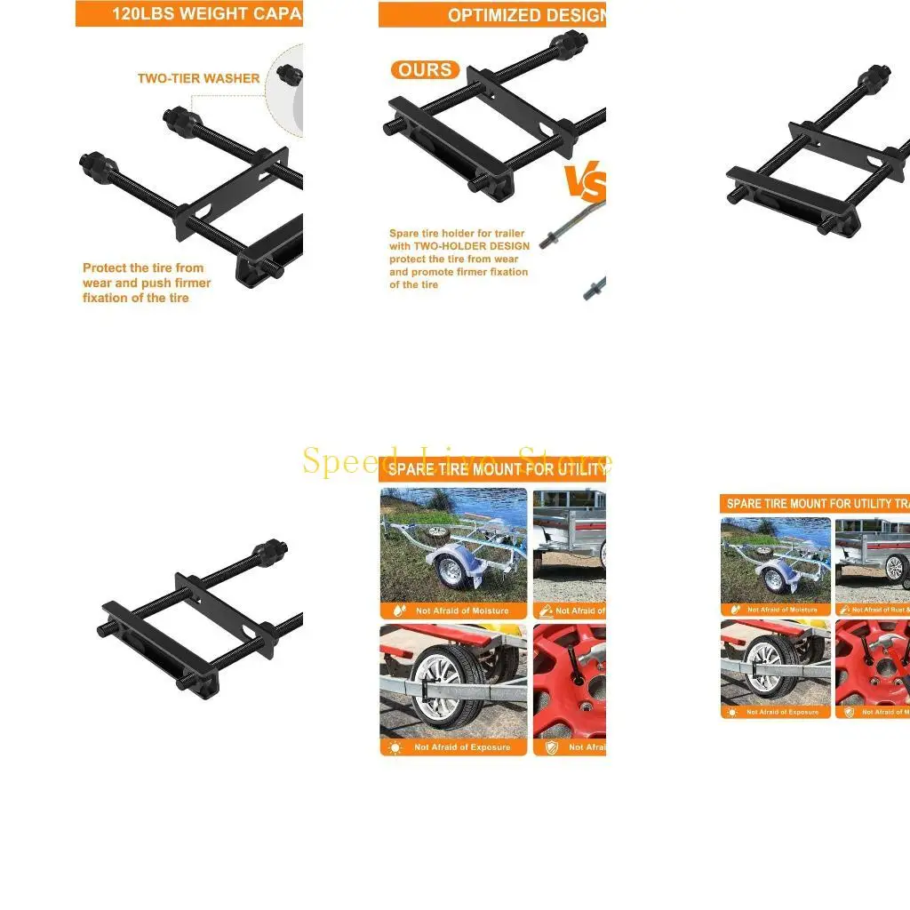 

547C Universal Trailer Tire Carriers with Extended Rectangular Backplate Adjustable Bolt Pattern Suitable for Various Axles