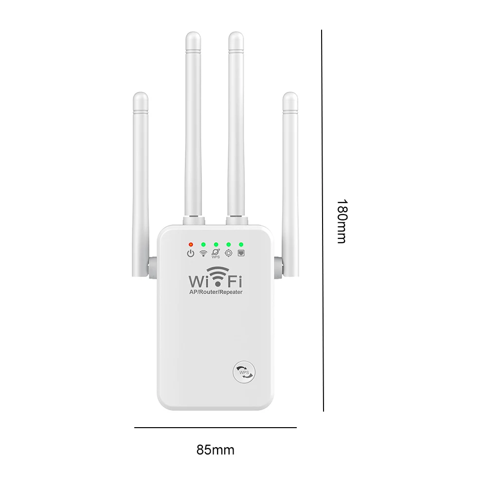 WiFi Extender Booster 2.4 GHz WiFi Extenders Signal Booster 300Mbps Easy Setup 4 Antenna Long Range for Home with Ethernet Port