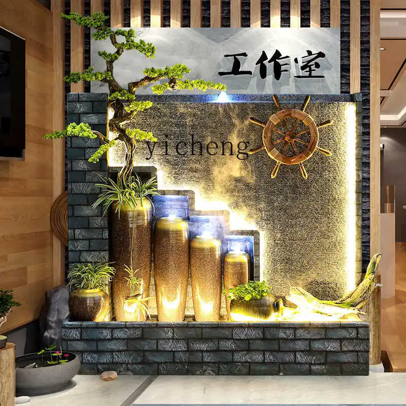 

LSL rockery water curtain wall, flowing water wall partition screen, flowing water lucky floor waterscape courtyard