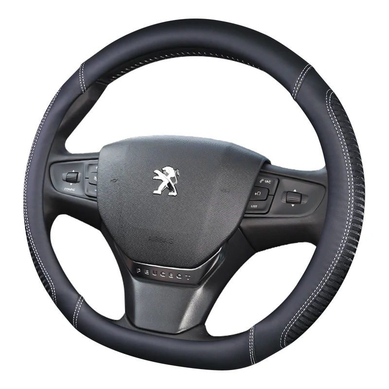 

for Peugeot 408 508 307 2008 3008 4008 5008 Anti-Slip Fashion elements and sporty style Leather Car Steering Wheel Cover