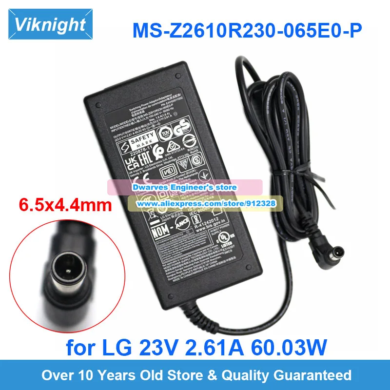 

Genuine 23V 2.61A 60.03W AC Adapter MS-Z2610R230-065E0-P Charger for LG EAY65911002 Power Supply 6.5*4.4mm