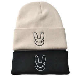 2024New Hot Selling Singer Knitted Hat Bad Bunny Embroidered Pullover Fall/Winter Warm Wool Cold Hat For Men And Women