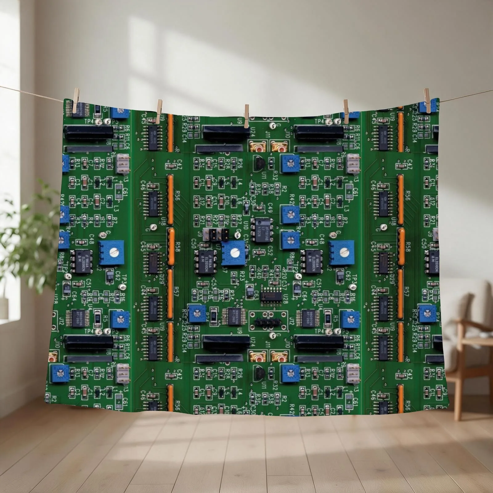 Electronic circuit board with chips Throw Blanket couch cozy soft plush fuzzy picnic outdoor blanket
