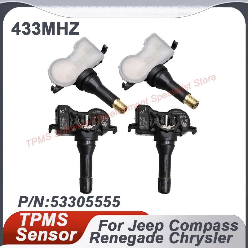 

1/4PCS TPMS Tire Pressure Sensor For Jeep Compass Renegade Chrysler Pacifica 53305555 68105280AF 433MHZ