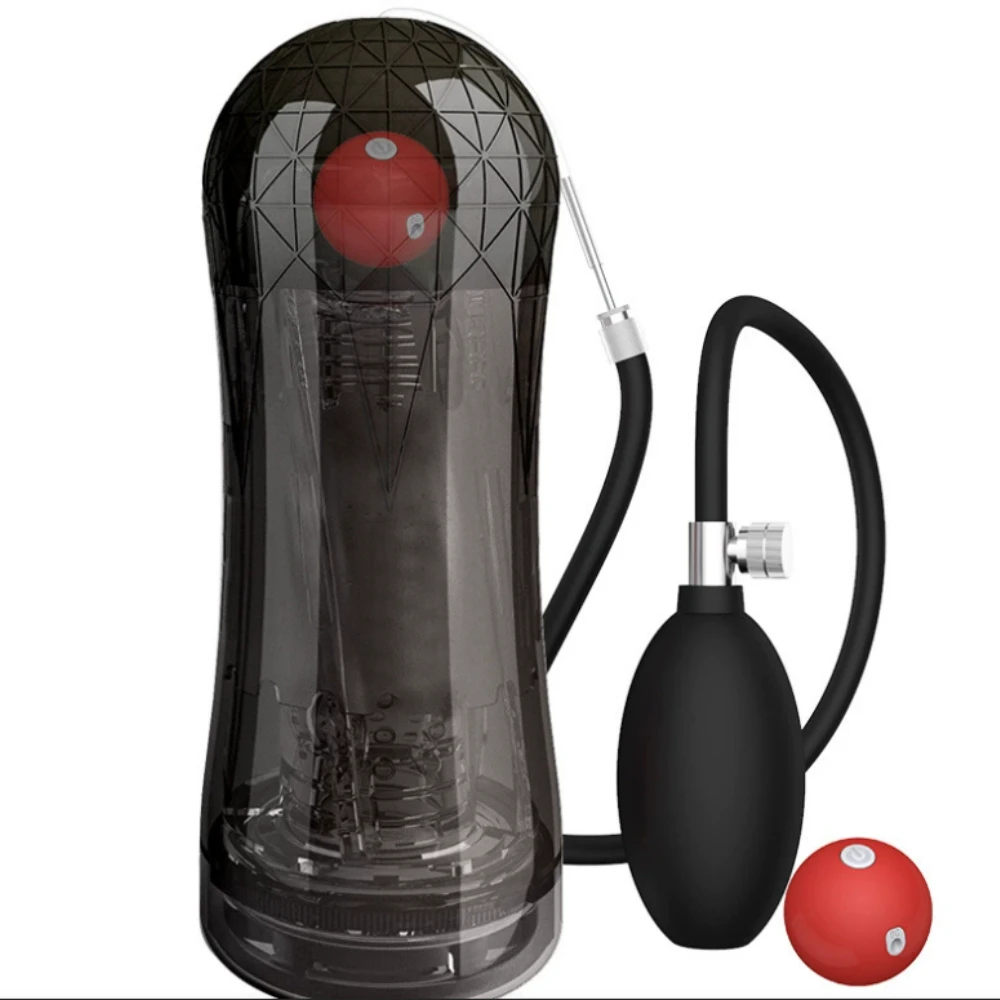 Male Masturbation Cup Penis Pump Glans Stimulator Penis Trainer Vibrating Ball Inflatable Bulb Squeeze Adults Products Sex Toys