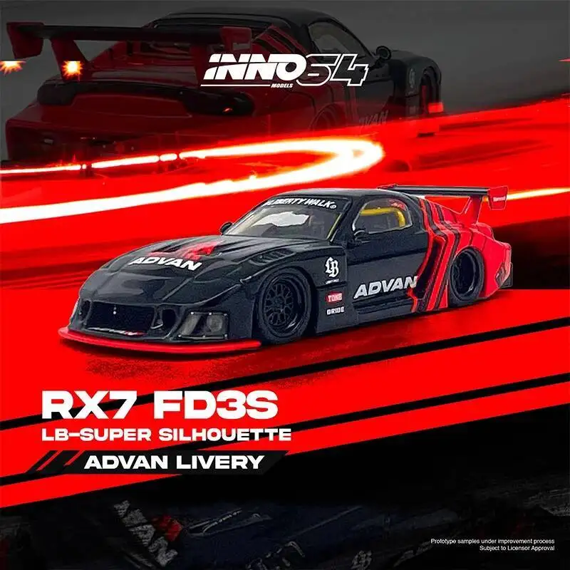 

INNO в наличии 1:64 RX7 LBWK FD3S LB Super Silhouette Advan Livery литая под давлением диорама модель автомобиля коллекция миниатюрные игрушки