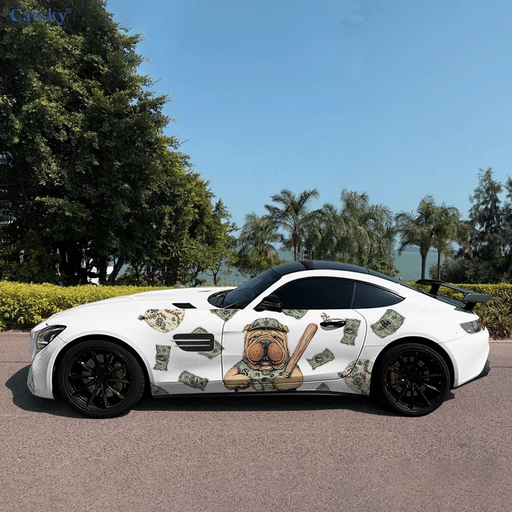 

Милый бульдог, боковая наклейка на автомобиль, ПВХ, самоводонепроницаемая палочка, яркие внешние аксессуары для автомобиля, декор, защитный подарок для любителей автомобилей