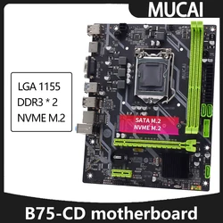 MUCAI B75 Motherboard LGA 1155 Compatible With Intel Core CPUs 2nd And 3rd Generations Supports M.2 NVME SATA SDD