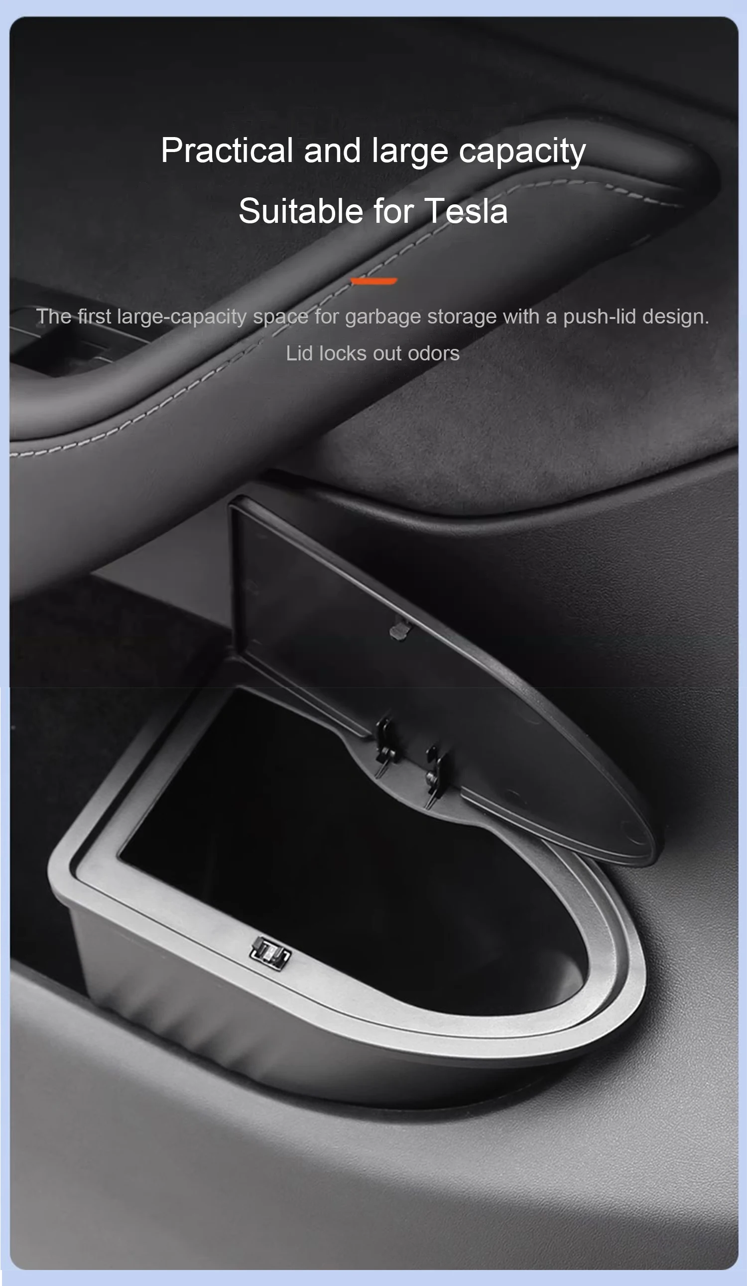 For Tesla Model Y 2021-2023 Front and Rear Door Push To Open Trash Can ABS Waterproof and Dirt Proof Door Organizer Accessories