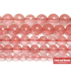 Faceted Pink Cherry Quartz Loose Beads Stone 15