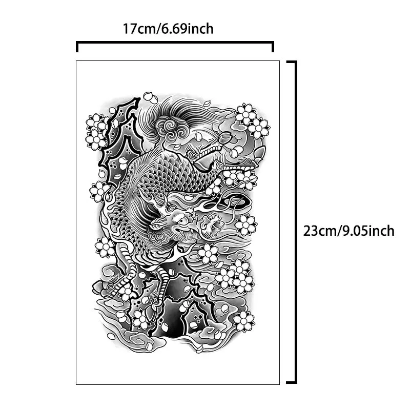 Flying Dragon Waterproof Temporary Tattoo Sticker, Long-lasting Waterproof for 1-2 weeks, Realistic Semi-Permanent Fake Tattoo