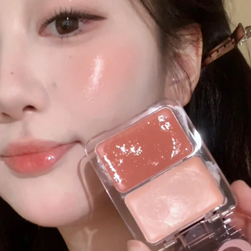 Crema de melocotón ligera con agua, colorete, crema rosa leche, tinte Natural para mejillas, ilumina el contorno facial resistente al agua, paleta de colorete naranja, maquillaje
