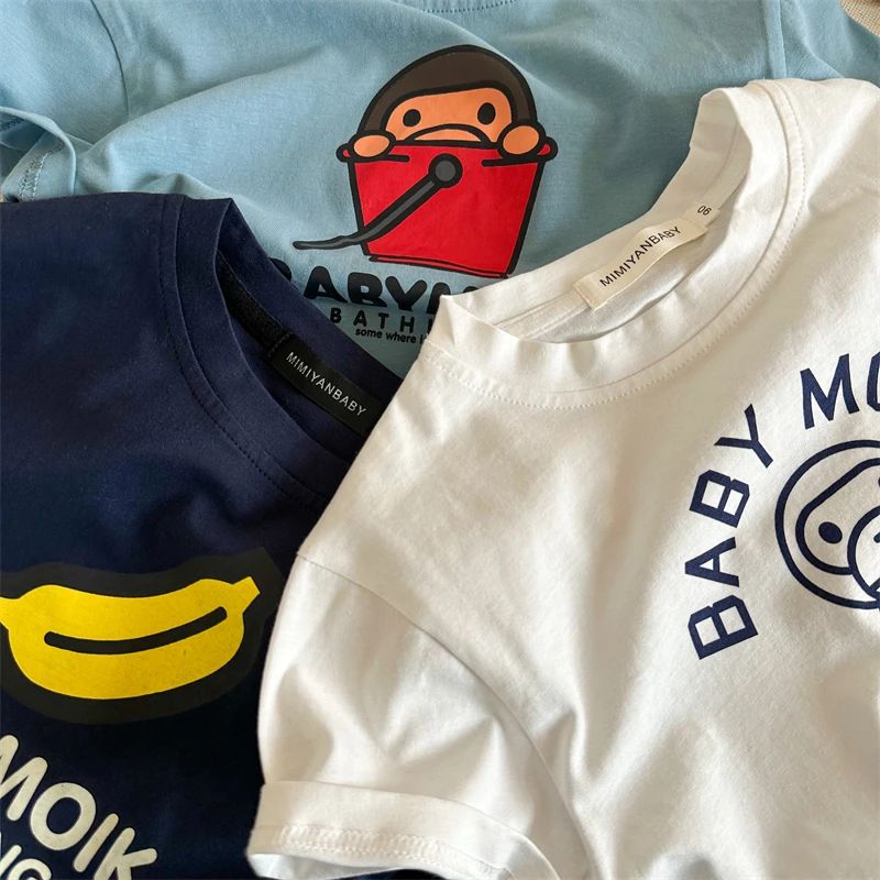 2024 Summer Hot Sale Children Cartoon Pure Cotton T-shirt Fashion Printing Boys T Shirt Girls Tops Tees Cartoon Kids Clothes