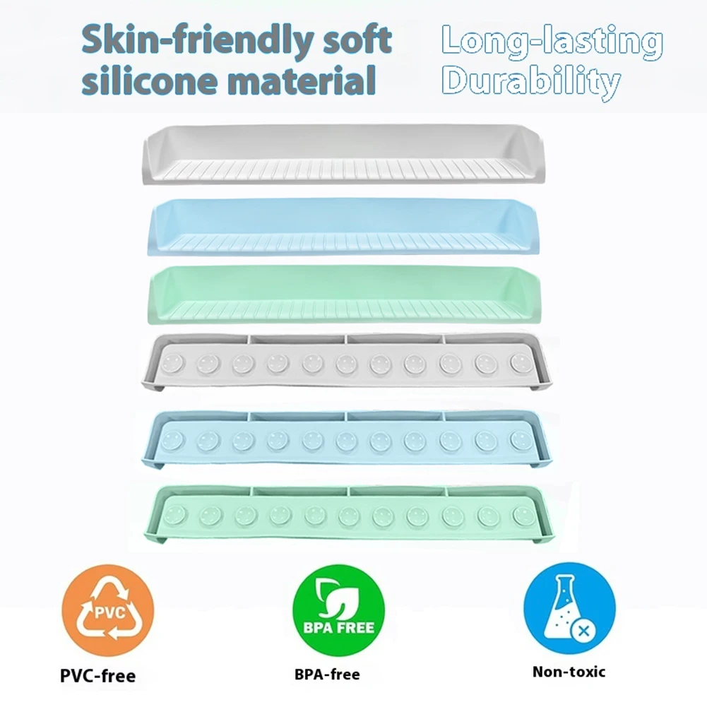 

Брызговик с 11 присосками, игровая полка для ванны, игровая полка с 3 присосками ° Дренажный наклонный поднос для куклы, держатель для хранения для детей