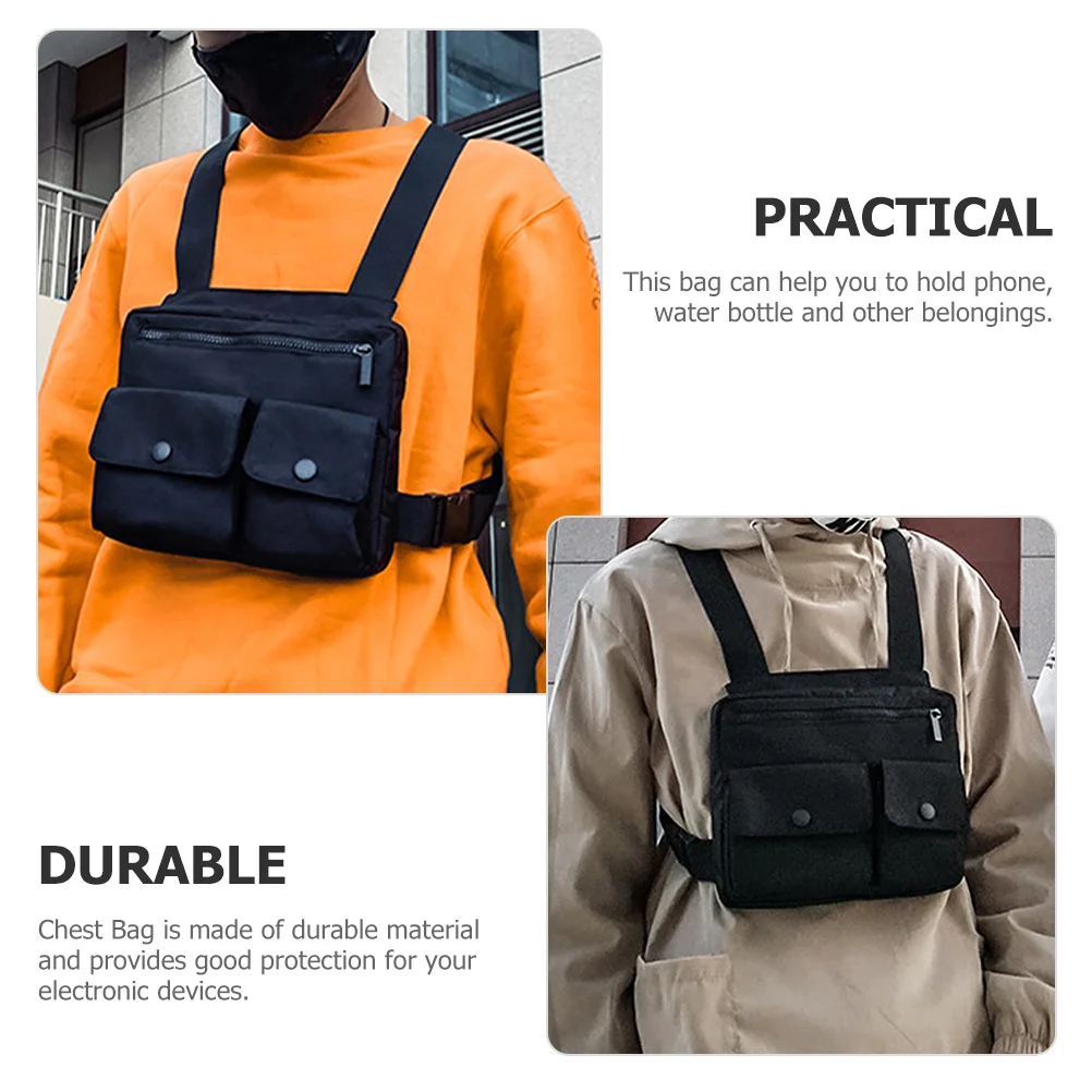 

Durable Men's Chest Bag Vest Pouch Lightweight Street Walking Fashionable Practical Phone Storage Pack