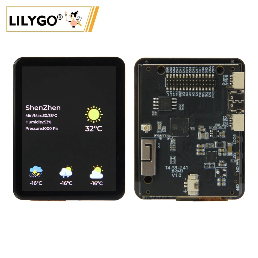 LILYGO® T4-S3 ESP32-S3 2.41 inch AMOLED Touch Display Development Board RGB Screen Dual-Core LX7 Microprocessor WIFI Bluetooth