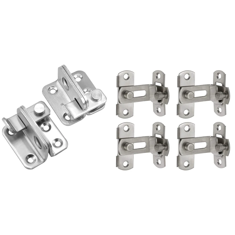 

4 Pcs 90 Degree Right Angle Door Latch With Screws & 2X Door Latch Hasp Latch Lock Brushed Finish Sliding Door Buckle