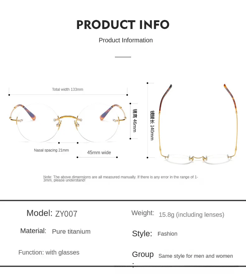 Japońskie oprawki do okularów bez oprawek z czystego tytanu dla mężczyzn kobiety projektant Brand New krótkowzroczność Retro okrągłe oprawki do okularów korekcyjnych