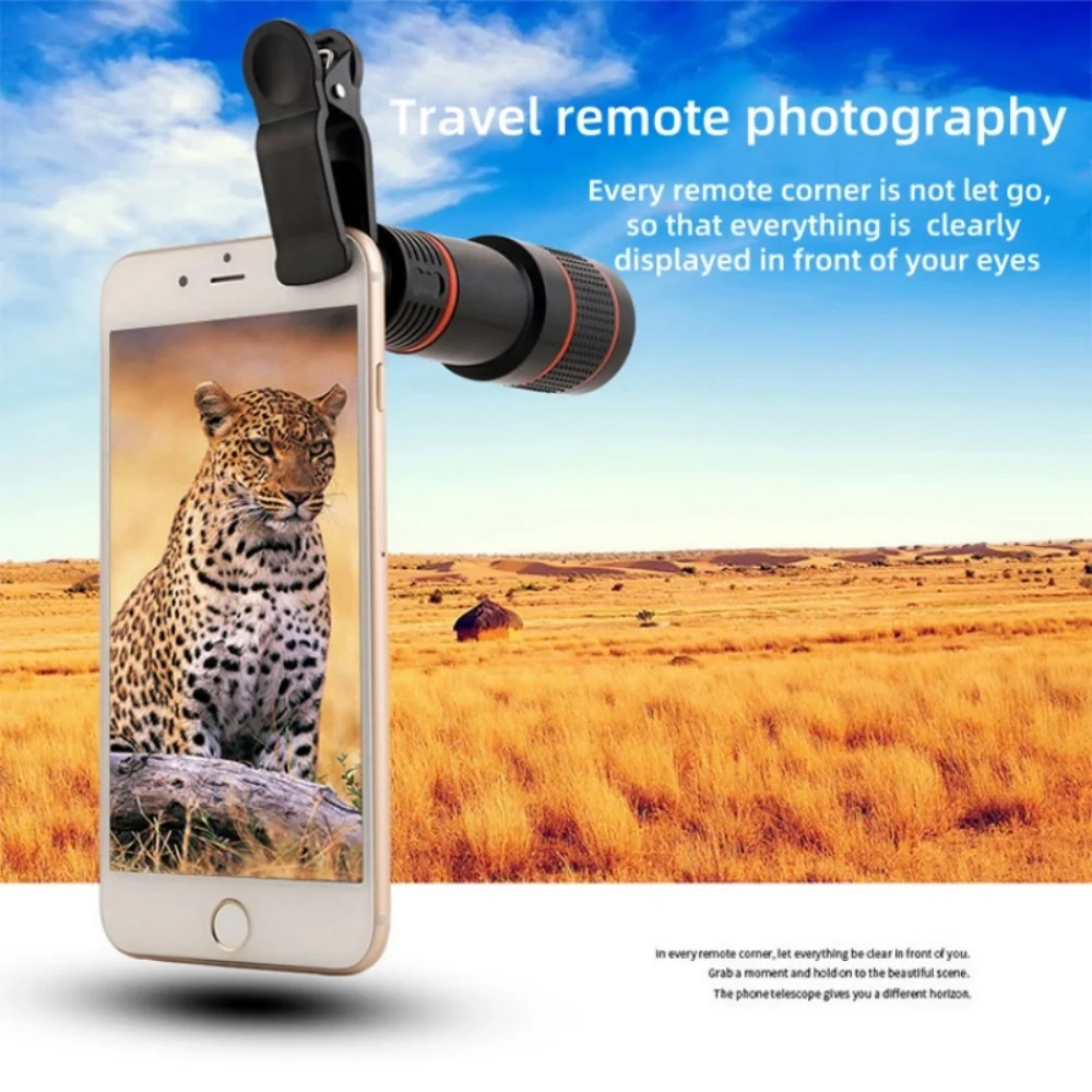 Universal 8X 12X Cell Phone Clip Lens for Xiaomi 14 iPhone 15 Samsung Oneplus Zoom Telescope Wide Angle Fish Eye Macro Lens