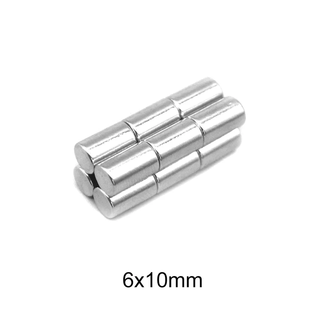 6x10 mm Thick Strong Cylinder Magnet 6mm*10mm Round Magnet 6x10mm For Home Refrigerators, Offices DIY 6*10 mm