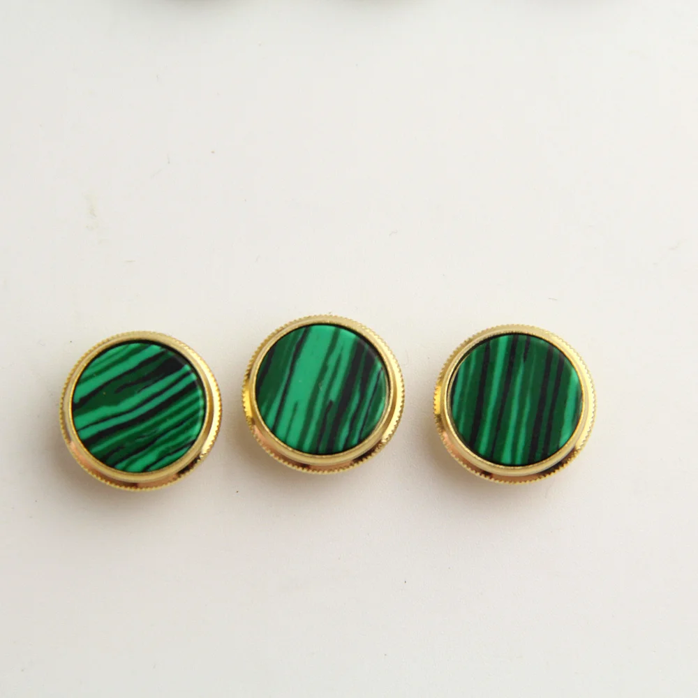 

3 Pieces Of Gold Plated Malachite Insert Finger Buttons For Trumpet Repairing Brass Instruments Accessories