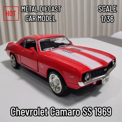 1:36 Car Model Replica Chevrolet Camaro SS 1969 Scale Metal Diecast Miniature Art Vehicle Collection Xmas Gift Boy Friend Toy