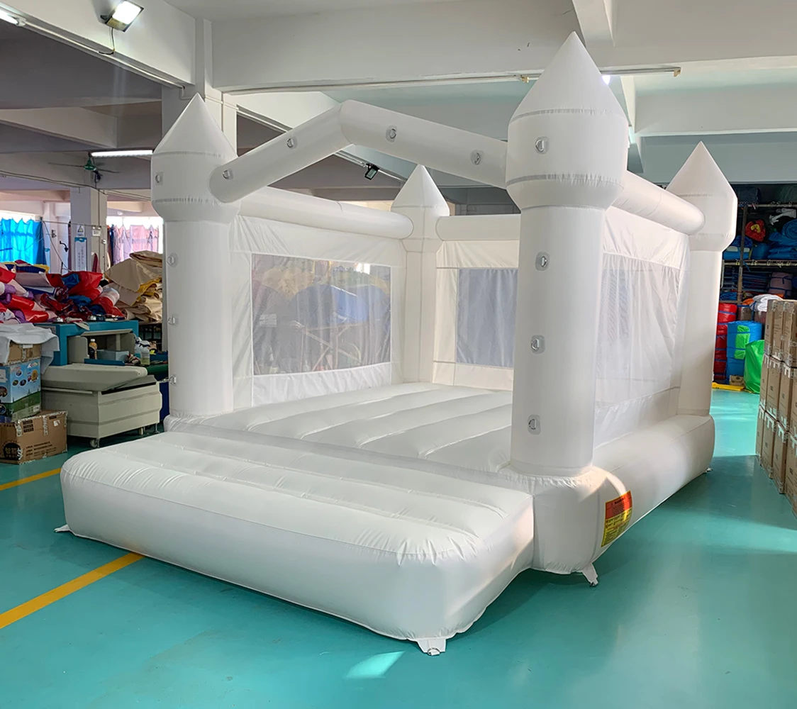 4x2x2.5m Opblaasbare Witte Springkasteel met Ballenbak Springkasteel met Blower Luchtpomp Kinderen Verjaardagsfeestje Speelgoed Bruiloft Speelgoed