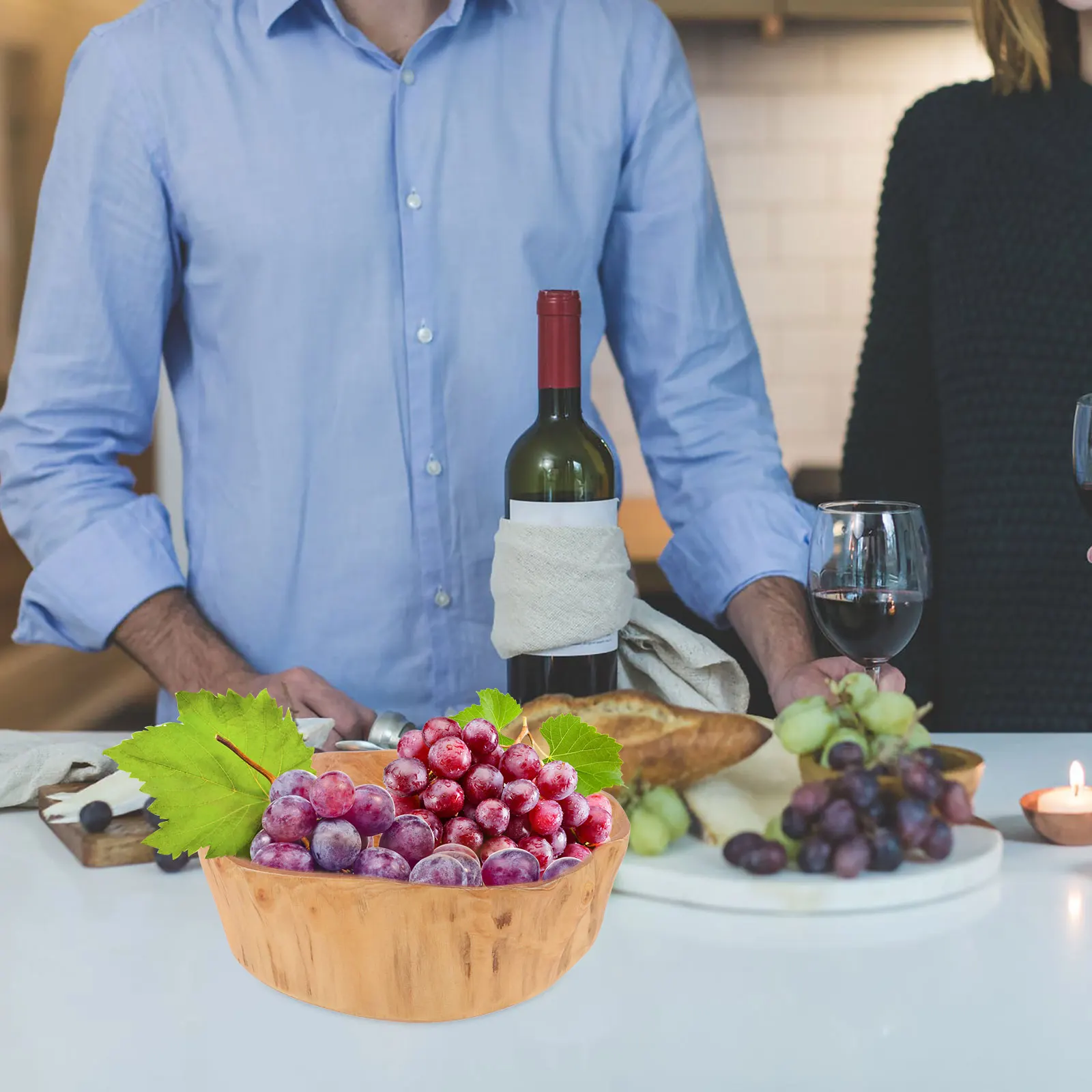 

Tray Solid Wood Multi-grid Fruit Plate Carved Wooden Serving Natural Bowls Root Food Trays Carving Farmhouse Dish