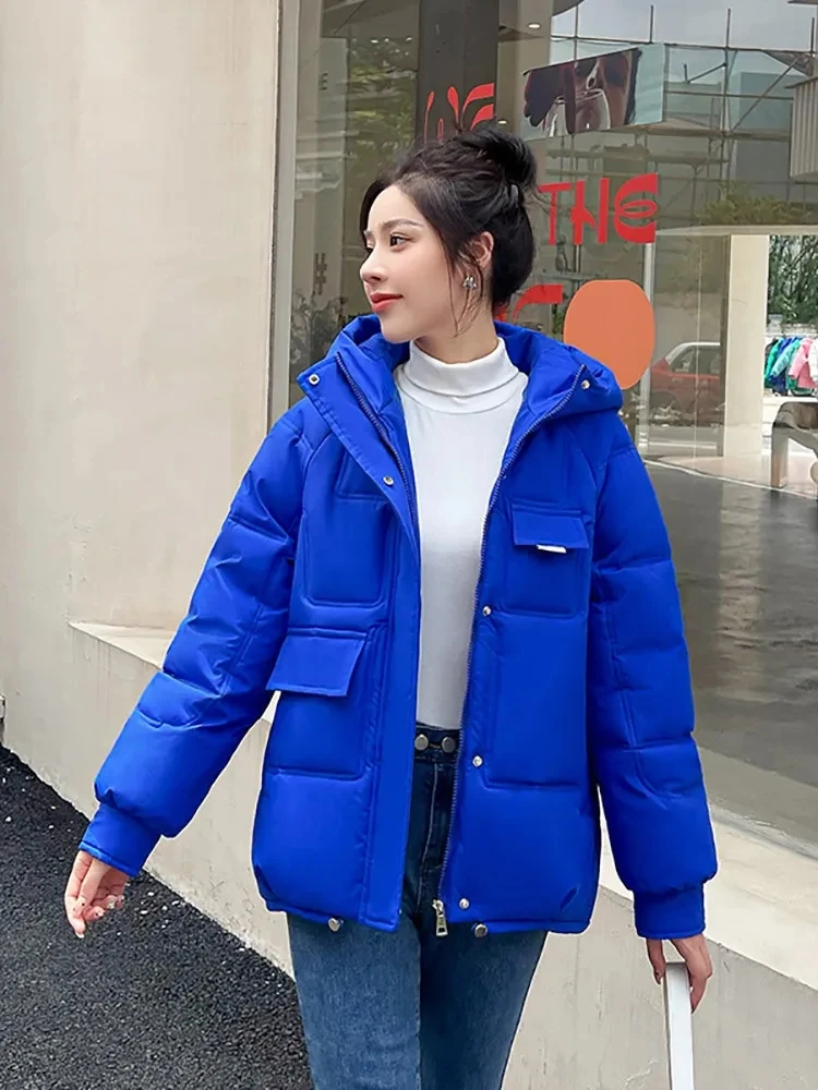 2023 Women Winter Puffer Jacket Hooded Parka Female Thicken Down Cotton Coat Korean Loose Ladies Warm Short Outwear