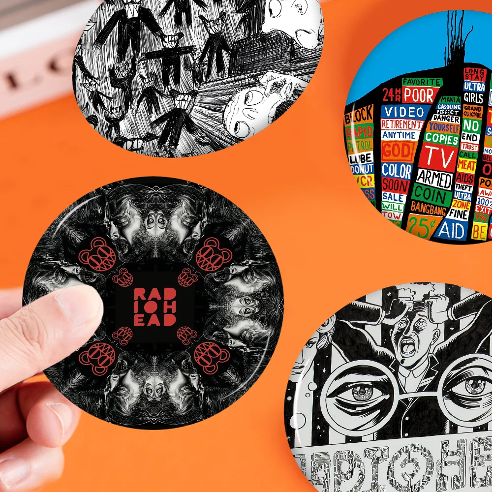 

Rock Radiohead Band 32/44/58mm Handmade Pin Round Funny Snap-in Brooches For Backpack Cothes Accessories Badge Hat Decoration