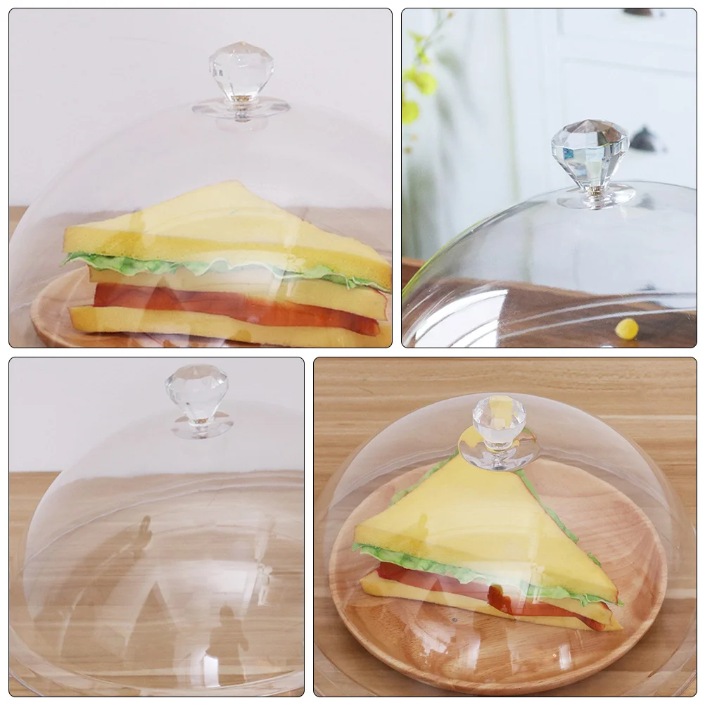 

2 Pcs Acrylic Transparent Food Covers Round Lid Dessert Protection Tent Dust Proof Heat Preservation Resistant Safe