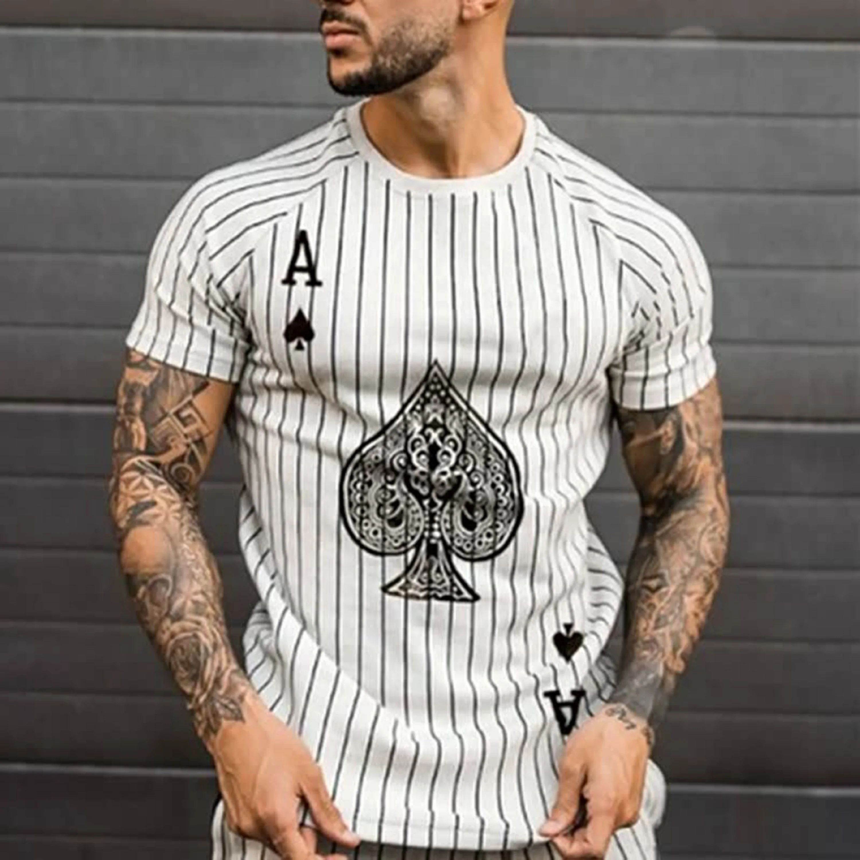 

Men's summer casual fashion printed T-shirt personality trend short-sleeved round neck men's tops breathable men's clothing