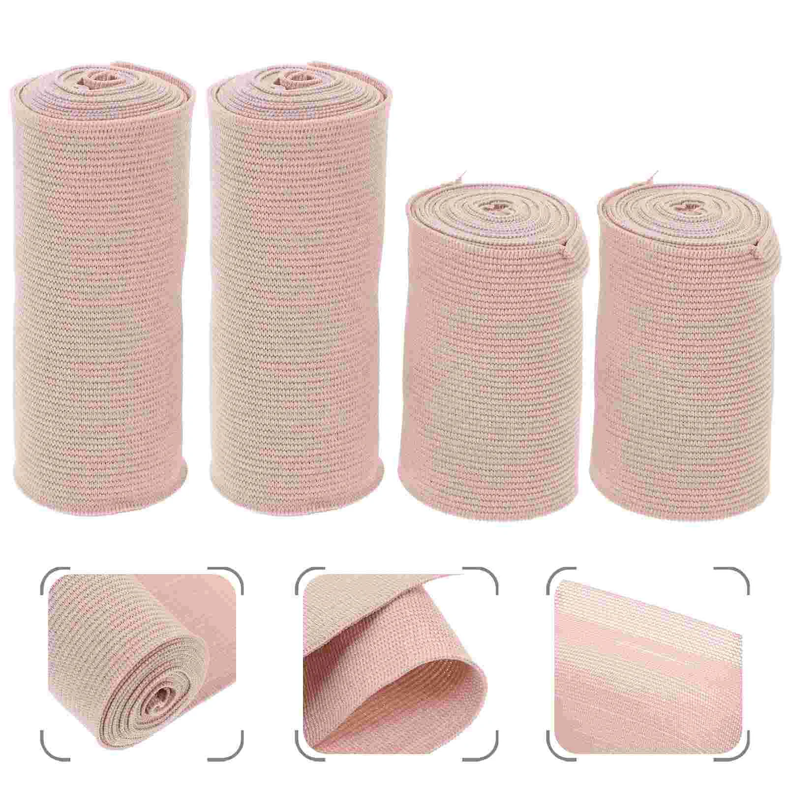 4pcs Elastic Medical Bandages Wrap Compression Roll with Extra Metal Clips Sports Supplies for Ankle Support Arm Leg or Chest In