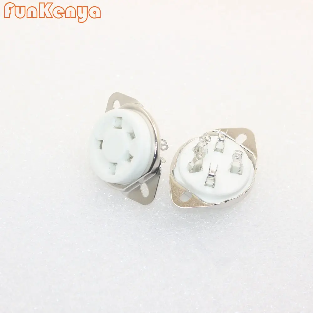 10 Pieces Tube Amplifier Socket 5 Pins Ceramic Tube Holder Silver Gold Copper Feet 807 FF-6 WE272A