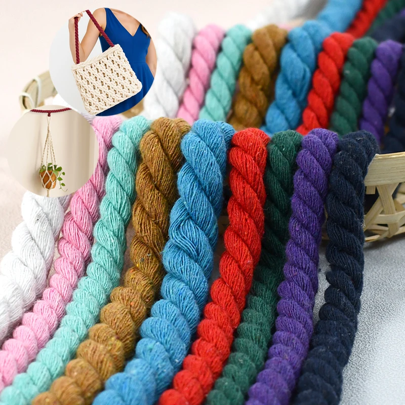 5 متر Meetee 5-20 مللي متر 3 أسهم حبل القطن الملتوي الملونة نسج الحبال مكرميه الحبال المواد الحرفية إكسسوارات ديكور منزلي #1