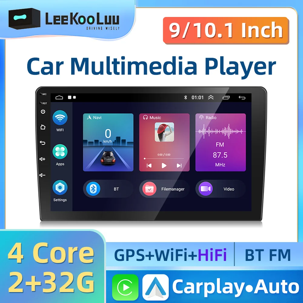 

LeeKooLuu 2+32G Car Radio 2 Din Autoradio Wireless Carplay Multimedia Player Universal 9/10.1" 2Din Android Auto Stereo Wifi GPS