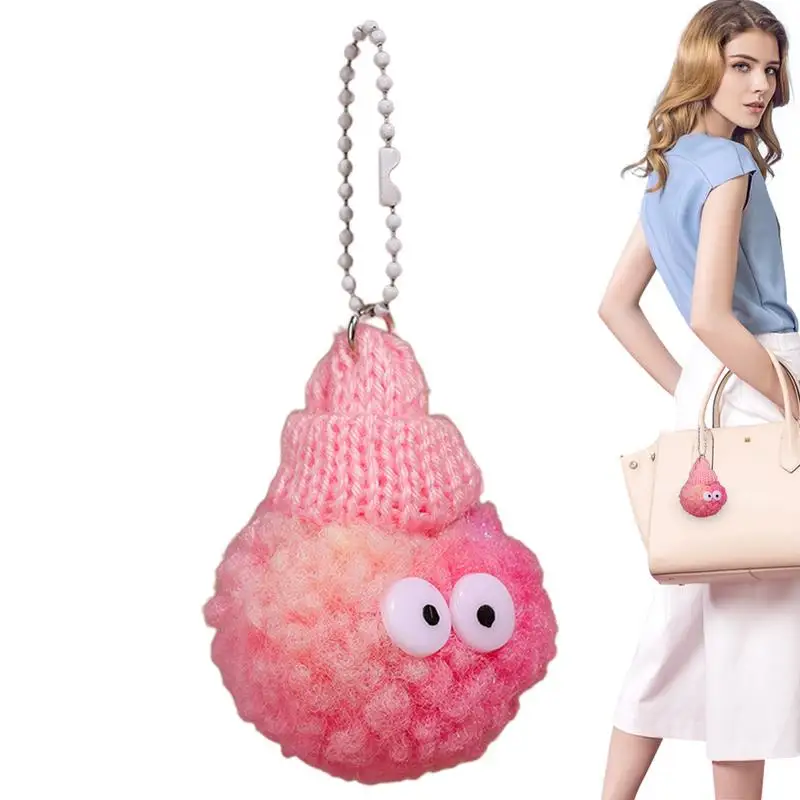 Pompom Pendant Cute Fluffy Elf Purse Keychain Pompom Bag Pendant Short Plush Keychain Pendant Bag Accessories For Handbag Tote