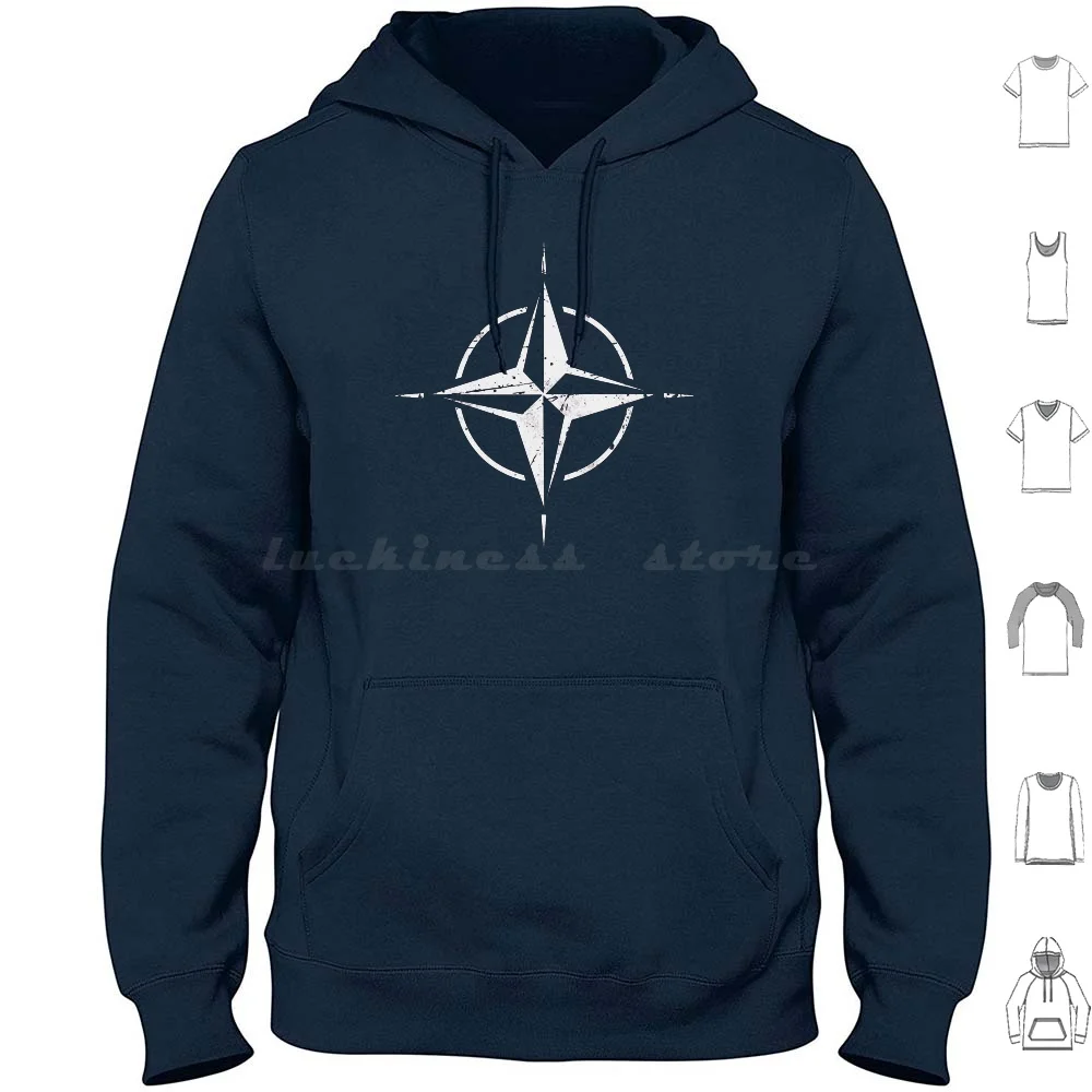 Nato Otan Flag Symbol Western Military Alliance Hoodies Long Sleeve Nato Otan Flag Insignia Graphic Symbol Army