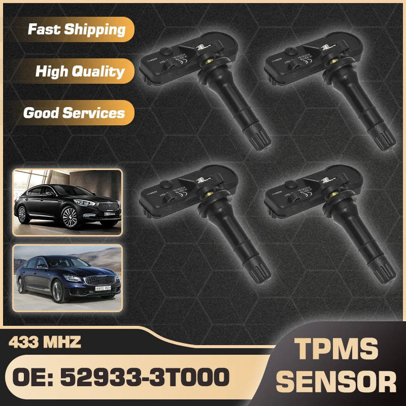 

1/4PCS TPMS Tire Pressure Monitor Sensor 52933-3T000 For Kia Quoris 2013-2019 Kia K900 2015-2020 433 MHz TPMS Sensor 529333T000