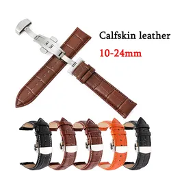 Calfskin Cow Leather Watch Band 10mm 12mm 13mm 14mm 15mm 16mm 17mm 18mm 19mm 20mm 21mm 22mm 23mm 24mm Straps Butterfly Buckle