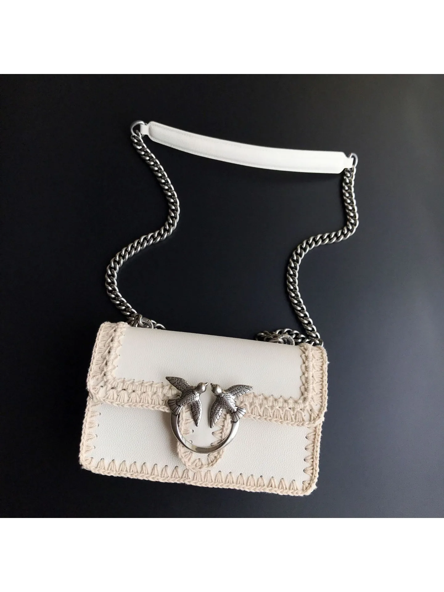 Nieuwe handgestikte lederen schoudertas met ketting, echt lederen crossbody tas, premium dagelijkse handtas - afbeelding 2