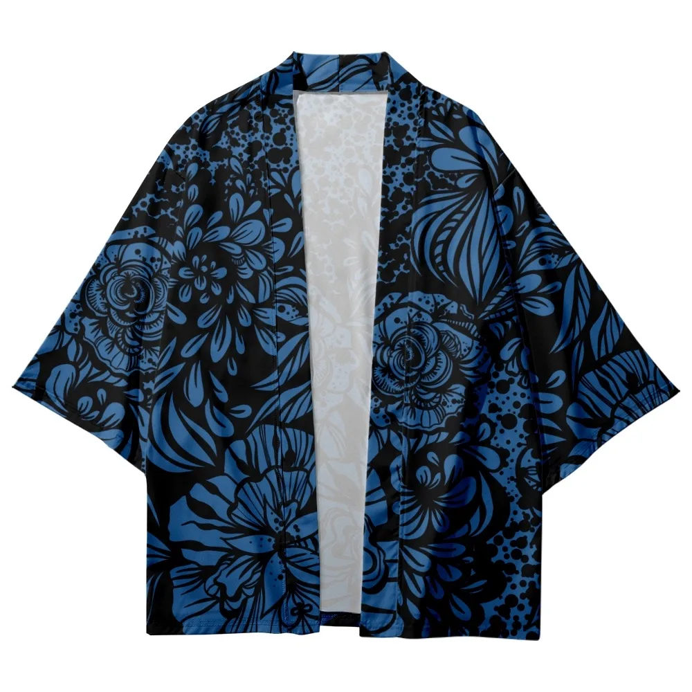 

2022 Flower Print Tops Harajuku Haori Yukata Chinoiserie Fashion Japanese Kimono Streetwear Men's Ladies Cardigan