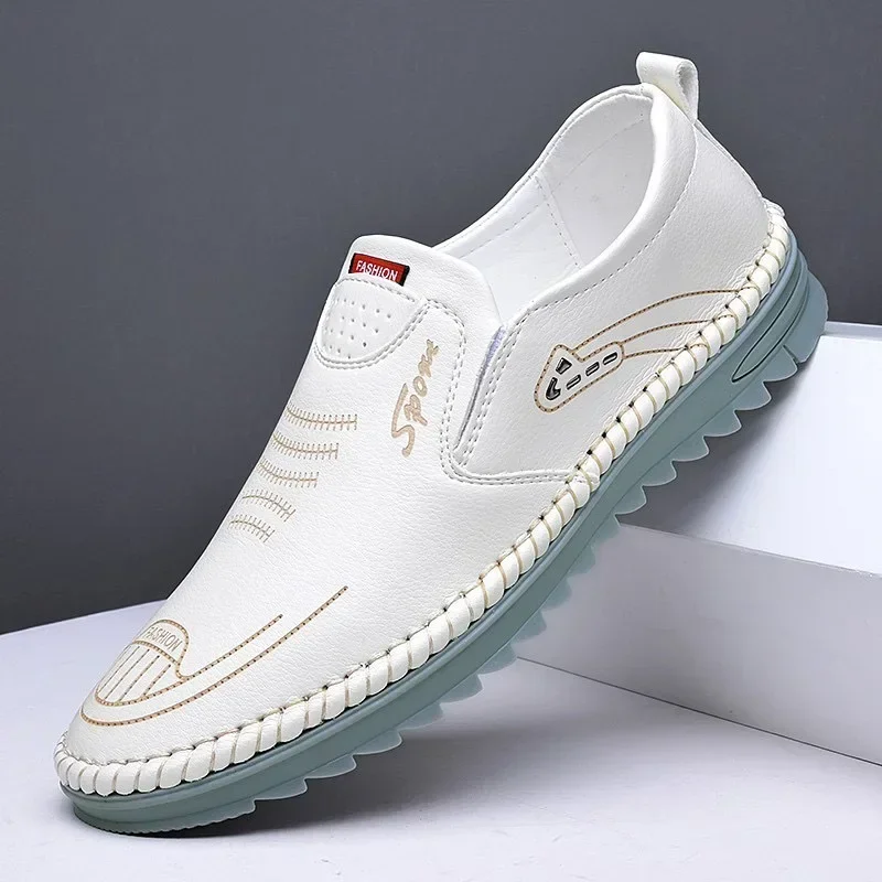 

Men's Leather Shoes 2026 Fashion Embroidery Casual Shoes Handmade Loafers for Man Comfort Non Slip Walking Shoes Zapatos Hombre