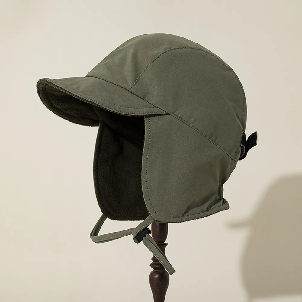 

Japanese Ear Protection Earflap Hat Windproof Winter Cap Bonnet Hat Casual Solid Color Velvet Pilot Hat Running Cycling