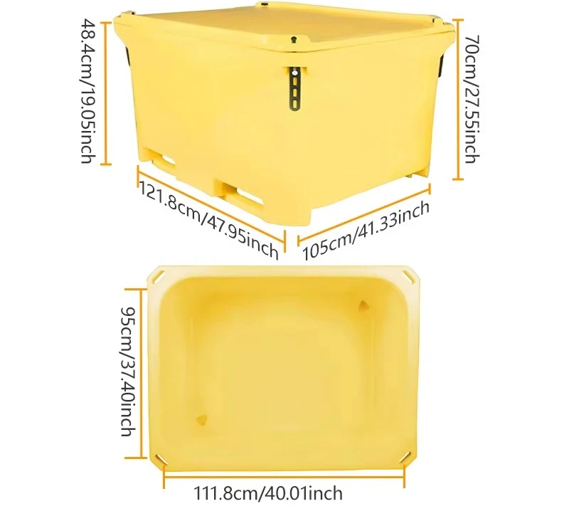 Large Capacity 480L Insulated Fish Storage Bucket, Rotomolded Plastic Insulated Container, Food Grade Insulated Fish Box