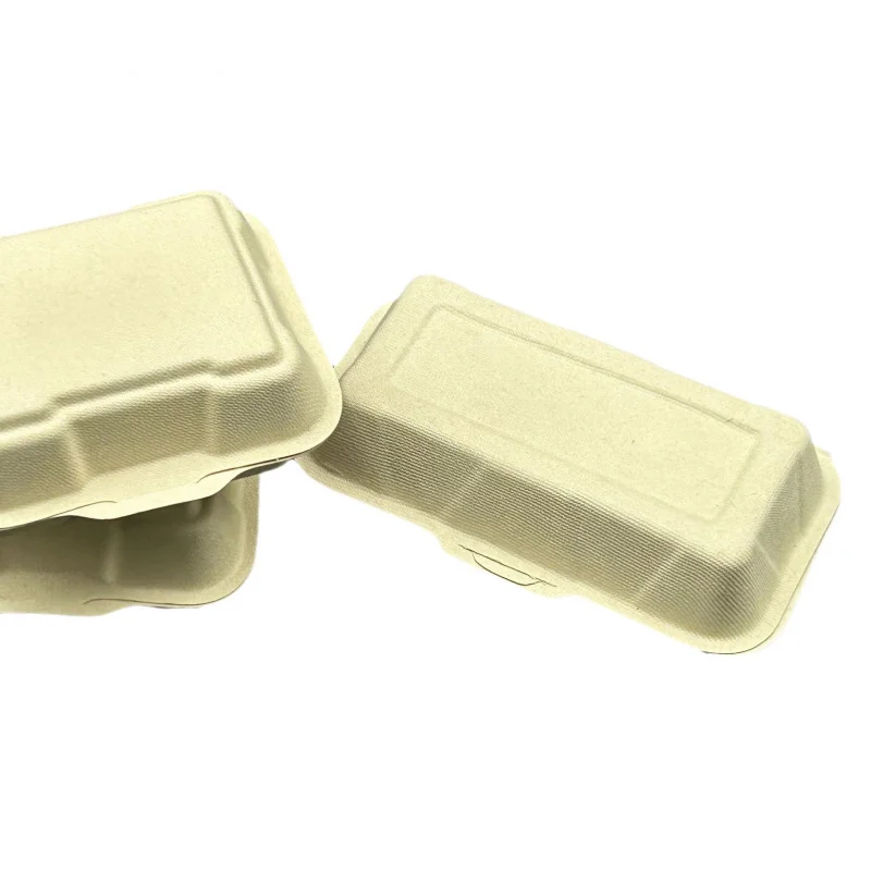 Customized.87N Disposable Paper Pulp Lunch Box Integrated Takeout Box Bowl Burger Box Biodegradable Bento Packing Fast Food Box